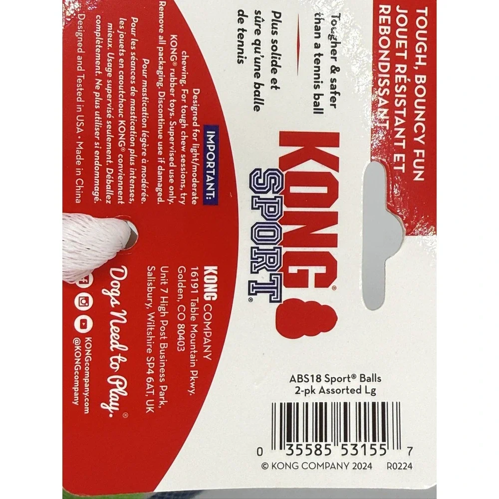 KONG Sport Balls ABS18 Dog Toy Large 2-Pack Green Blue Chew